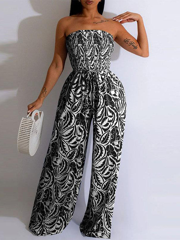 Printed Strapless Jumpsuit