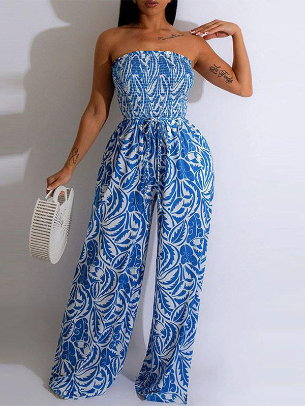 Printed Strapless Jumpsuit