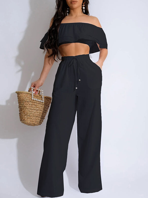 Motionkiller Ruffle Crop Top & Pants Set