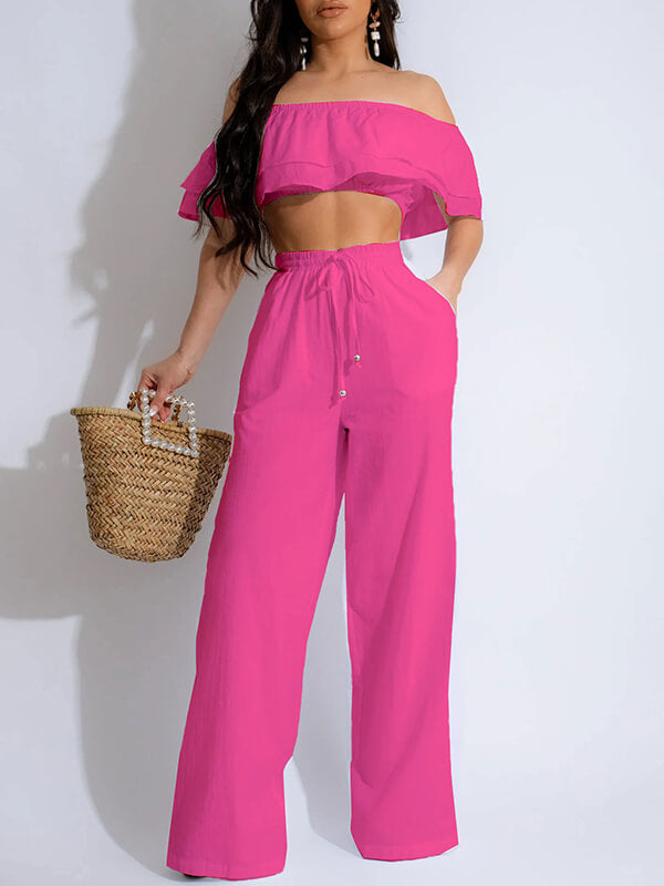 Motionkiller Ruffle Crop Top & Pants Set