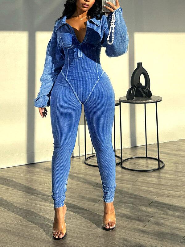 Motionkiller Washed V-Neck Jumpsuit