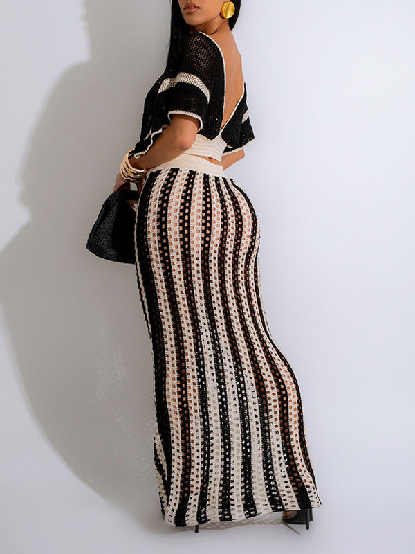 Motionkiller Stripe Knit Skirt Set