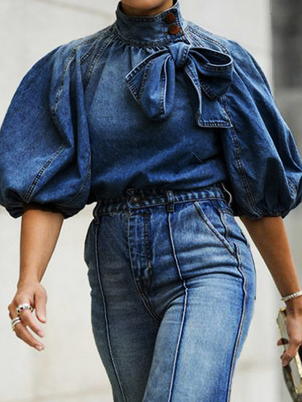 Tied Denim Top