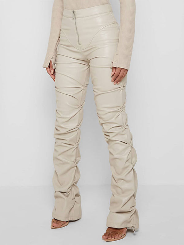 Faux Leather Ruched Pants