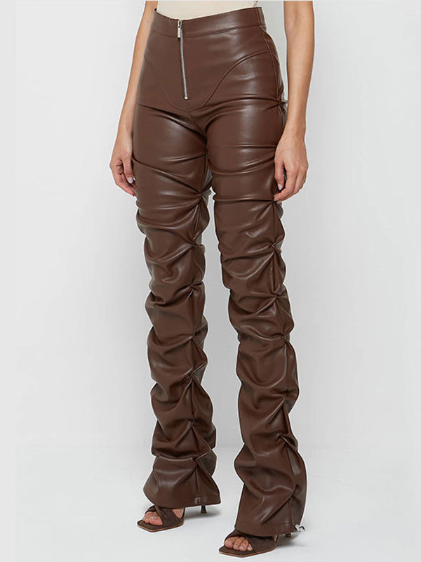 Faux Leather Ruched Pants