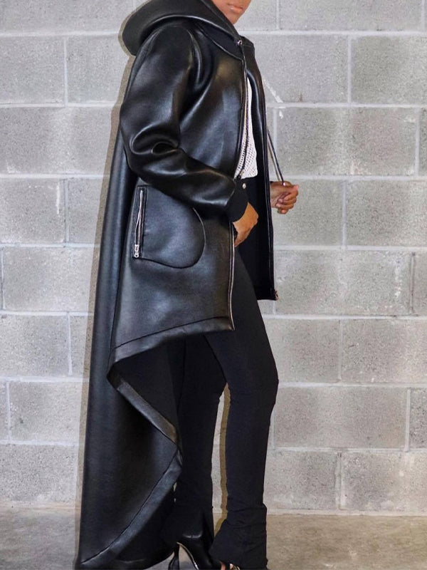 High-Low Faux-Leather Jacket