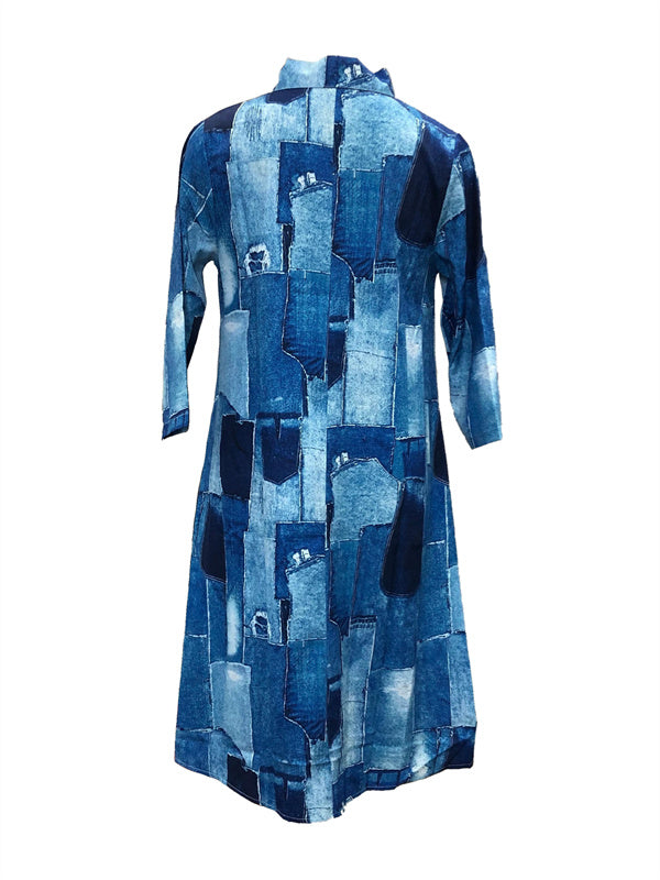 Printed Shirt Dress--Clearance