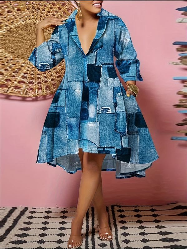Printed Shirt Dress--Clearance