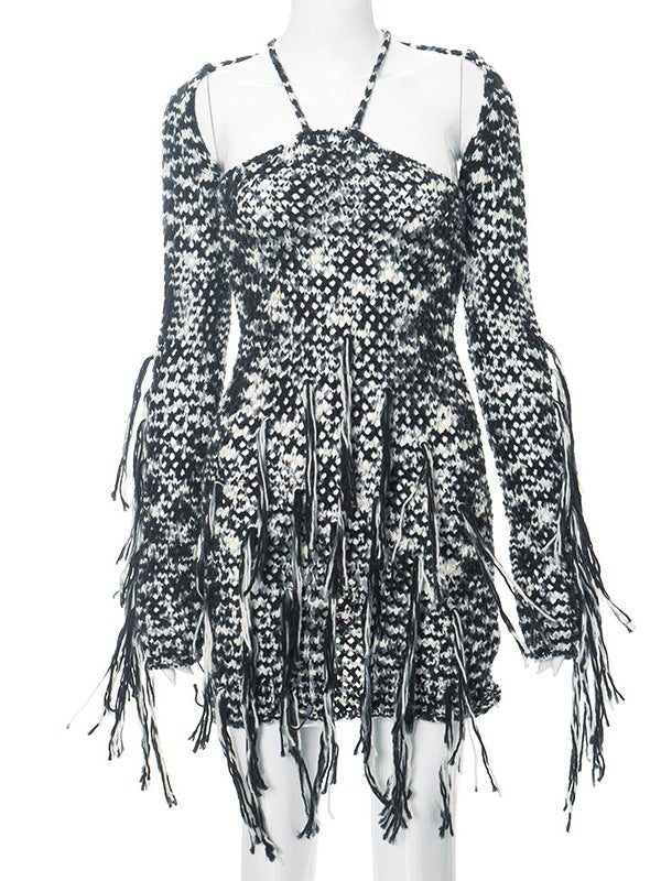 Fringe Knit Mini Dress