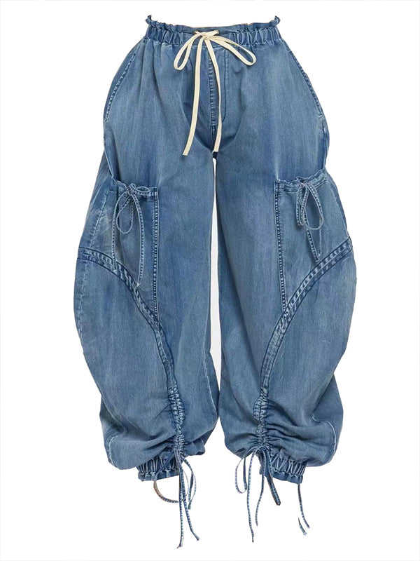 Drawstring Cargo Jeans