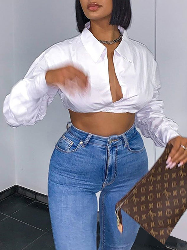 Solid Cropped Shirt