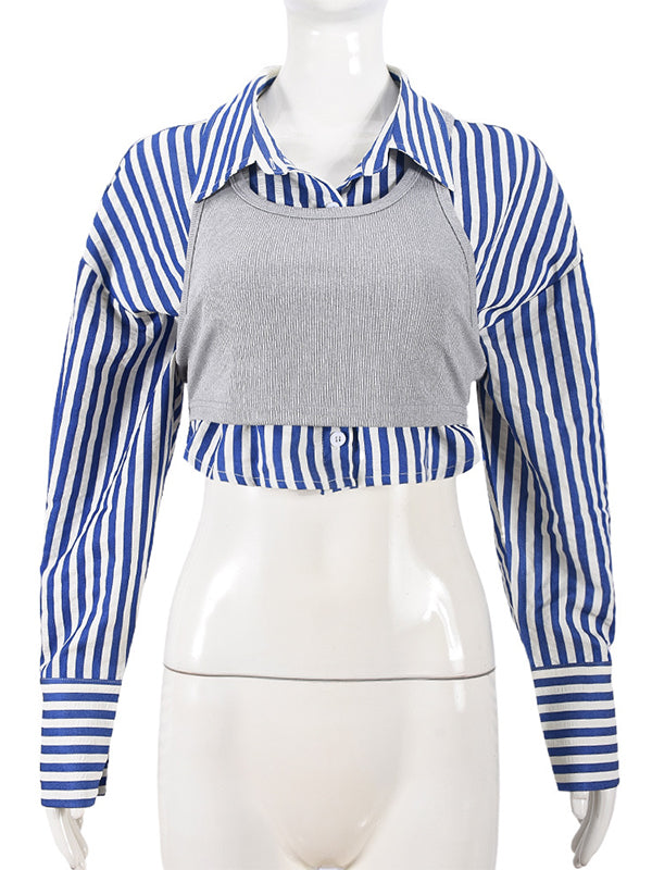 Stripe Shirt with Cami Top