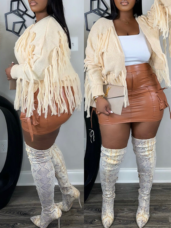 Solid Fringe Cardigan