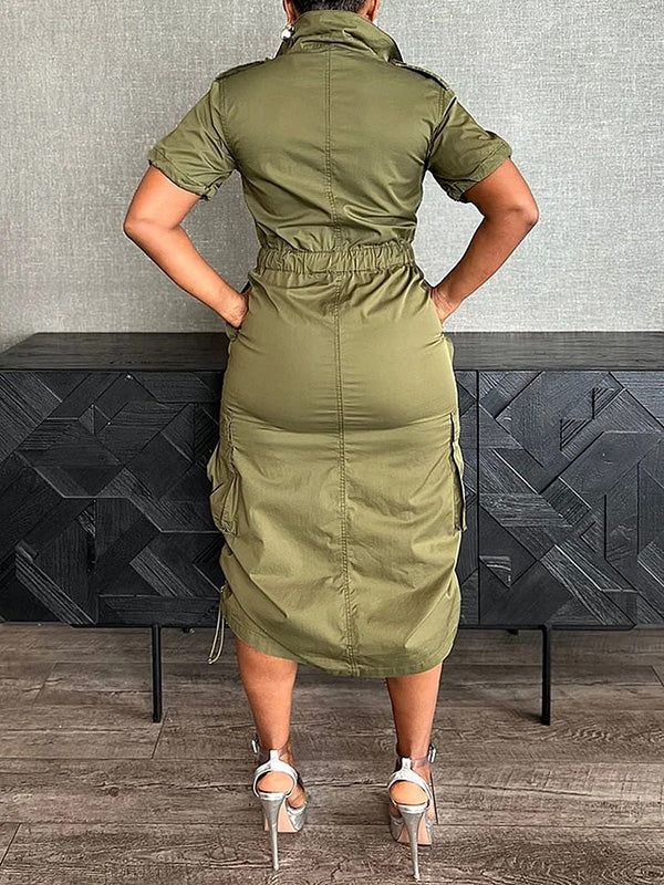 Zip-Front Cargo Dress