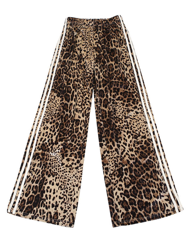 Side Stripe Leopard Pants