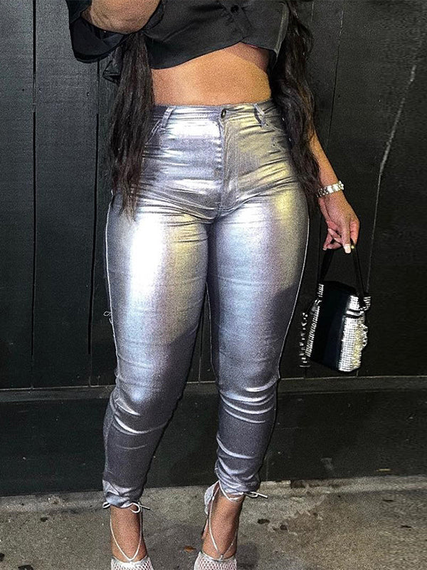 Metallic Skinny Pants