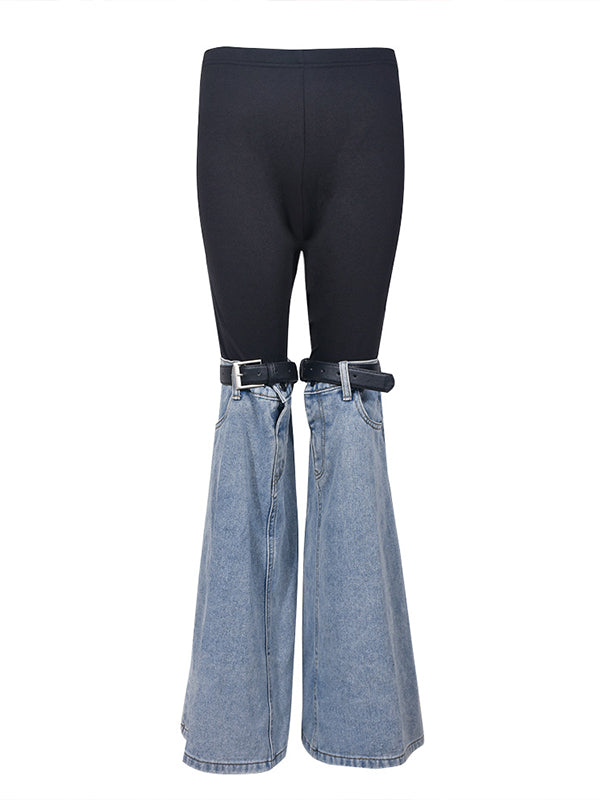 Denim Combo Buckle Pants