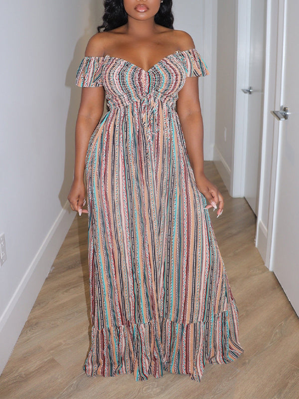 Stripe Off-Shoulder Dress