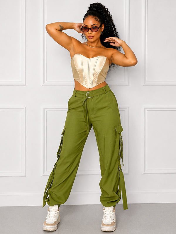 Solid Cargo Pants