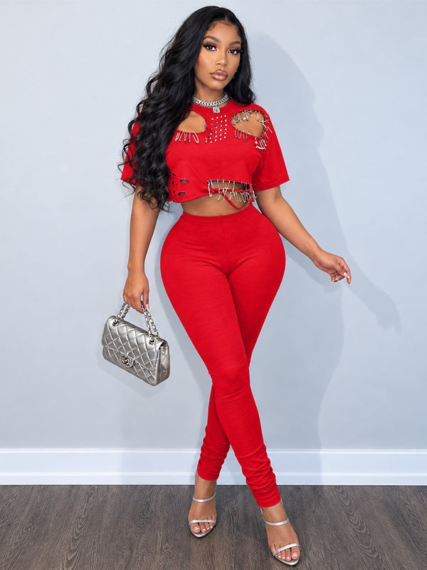 Ripped Tee & Pants Set