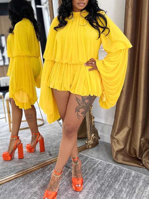 Motionkiller Bell-Sleeve Ruched Top & Shorts Set