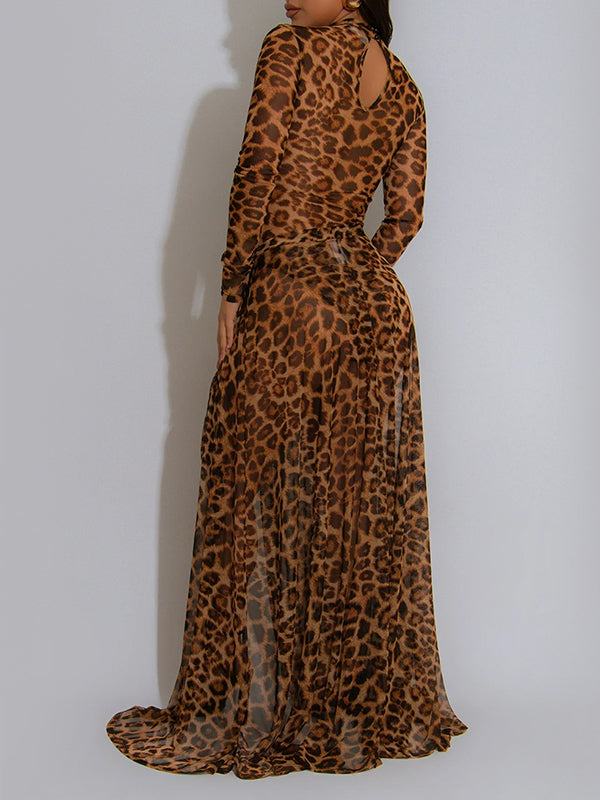 Motionkiller Leopard Slit Maxi Dress