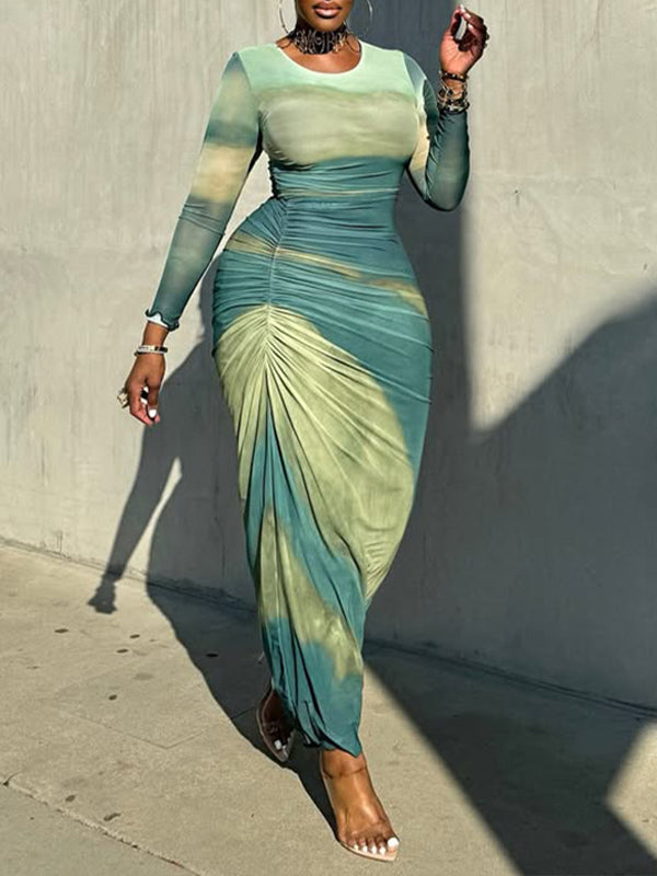 Motionkiller Printed Ruched Maxi Dress