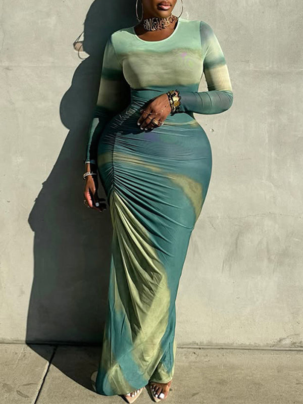 Motionkiller Printed Ruched Maxi Dress