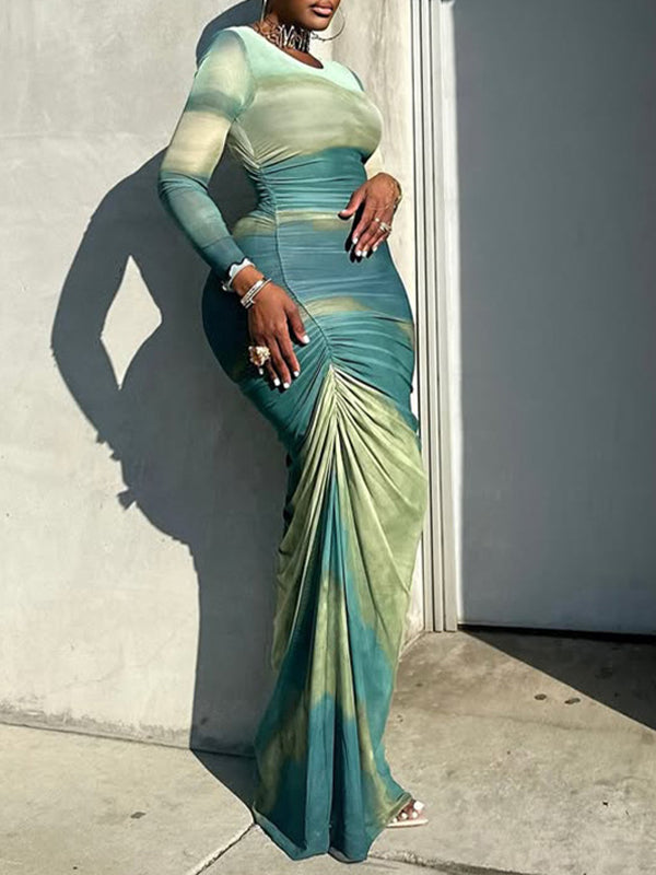 Motionkiller Printed Ruched Maxi Dress