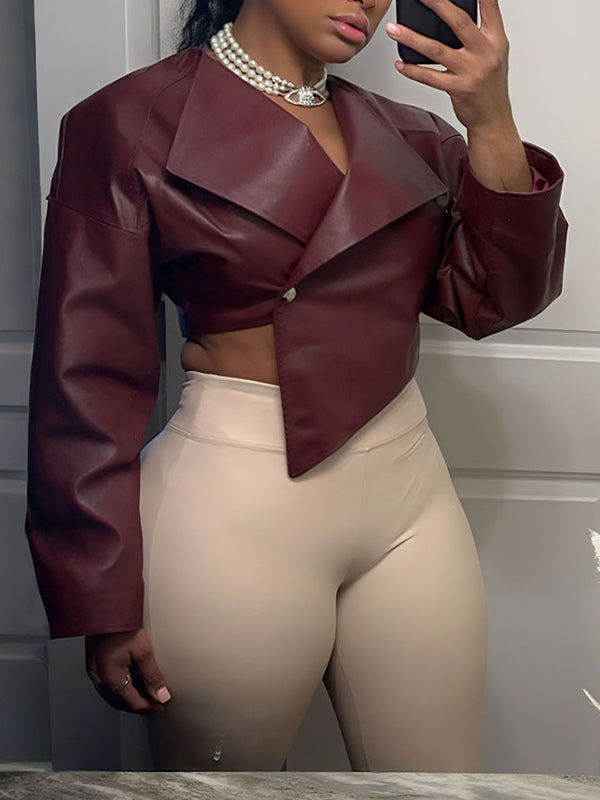 Motionkiller Faux-Leather One-Button Blazer