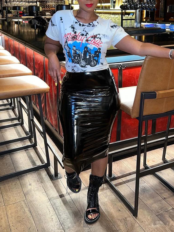 Motionkiller Faux-Leather Pencil Skirt