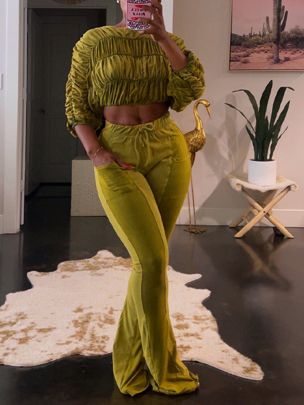 Motionkiller Ruched Boat-Neck Top & Pants Set