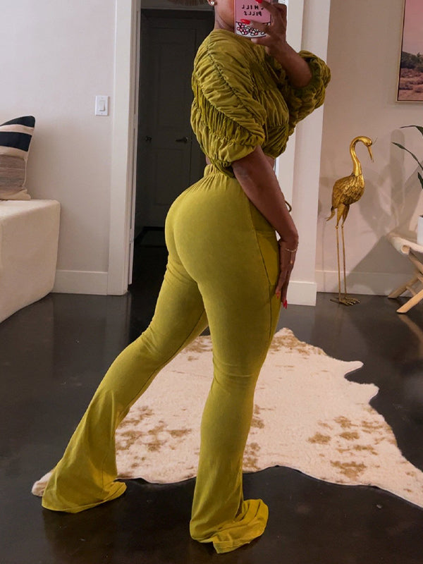 Motionkiller Ruched Boat-Neck Top & Pants Set