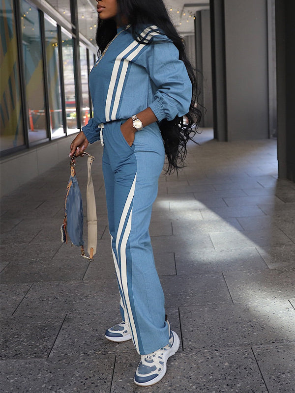 Stripe Combo Sweatshirt & Pants Set