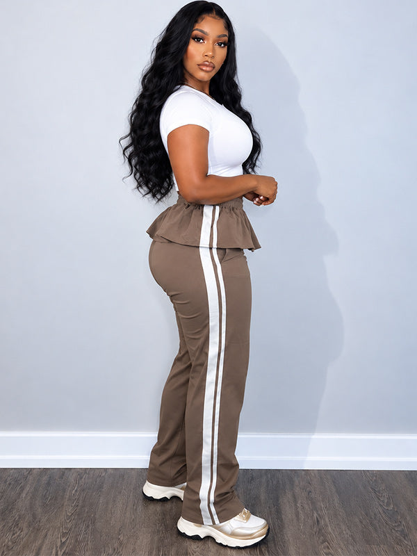 Side-Stripe Peplum Pants