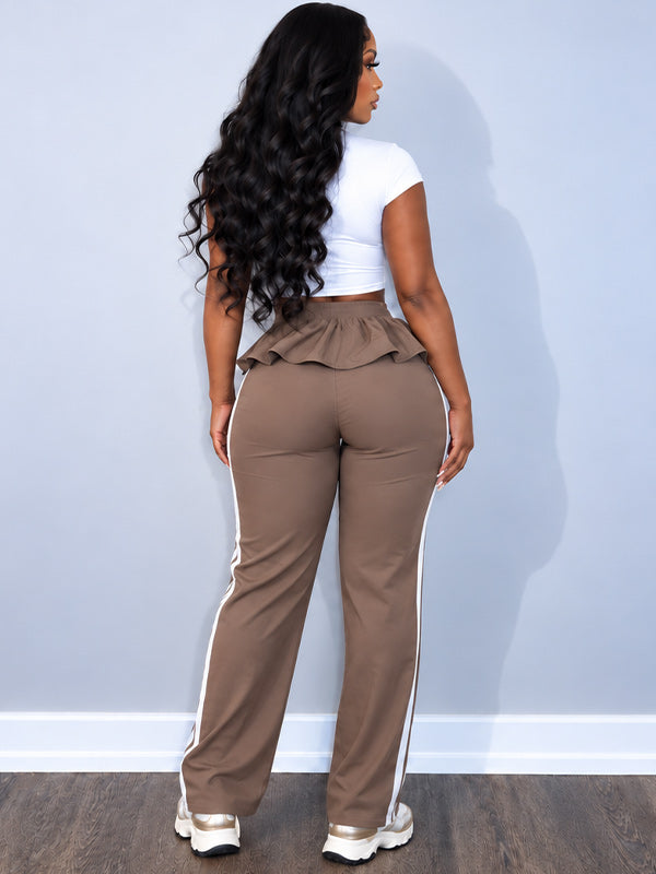 Side-Stripe Peplum Pants