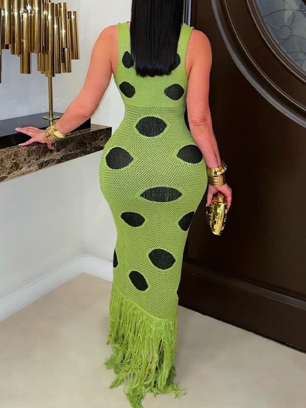 Dot Fringe Sleeveless Dress