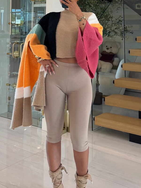 Motionkiller Colorblock Asymmetric Knit Cape