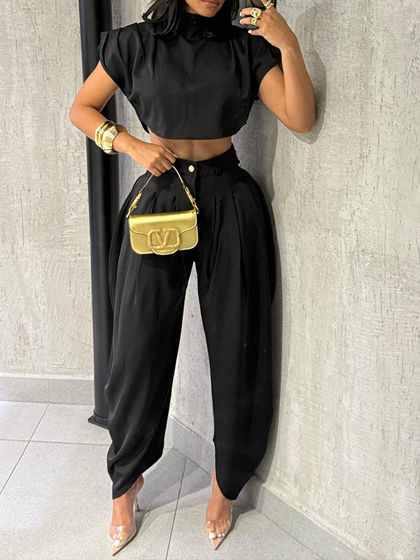 Motionkiller Solid Mock-Neck Top & Heram Pants Set