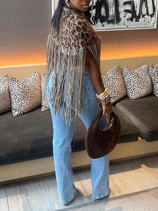 Motionkiller Fringe Combo Leopard Poncho