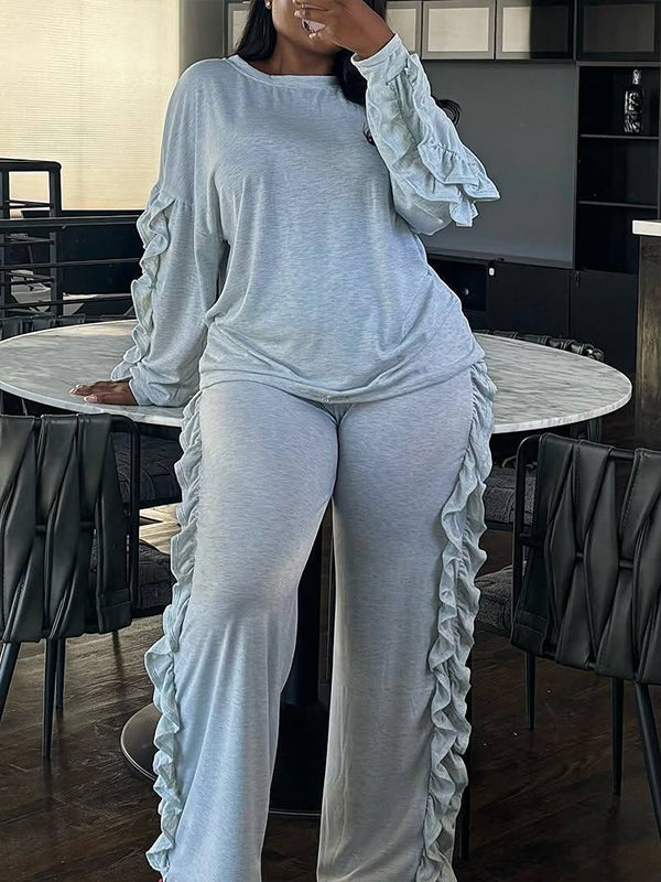 Motionkiller Solid Frilled Top & Pants Set