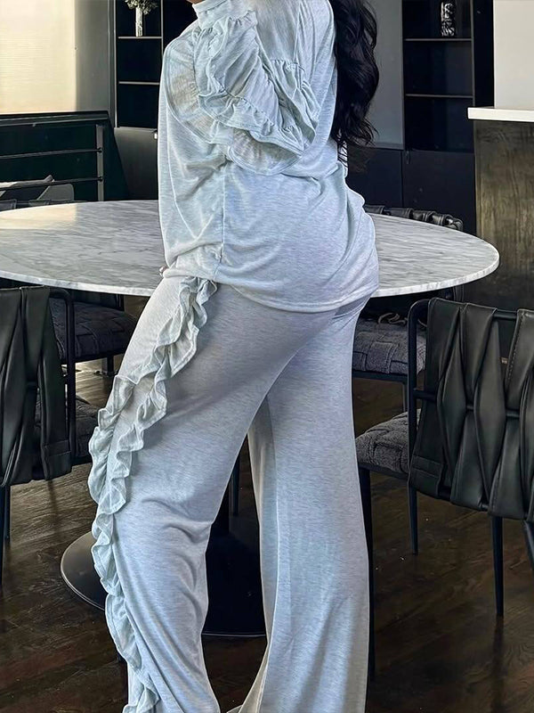 Motionkiller Solid Frilled Top & Pants Set