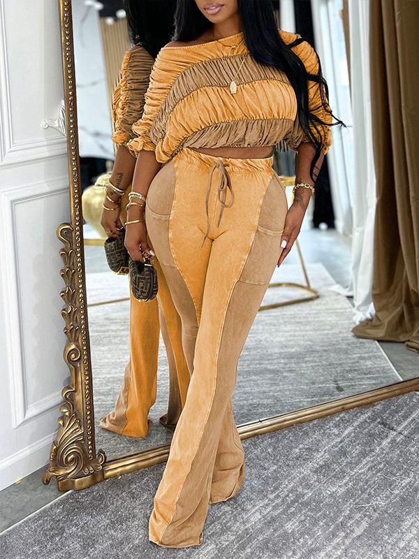 Motionkiller Ruched Boat-Neck Top & Pants Set