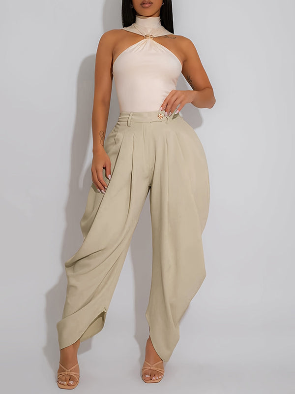 Solid Ruched Pants--Clearance