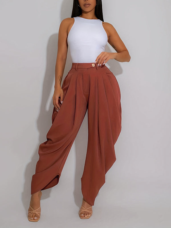 Solid Ruched Pants--Clearance