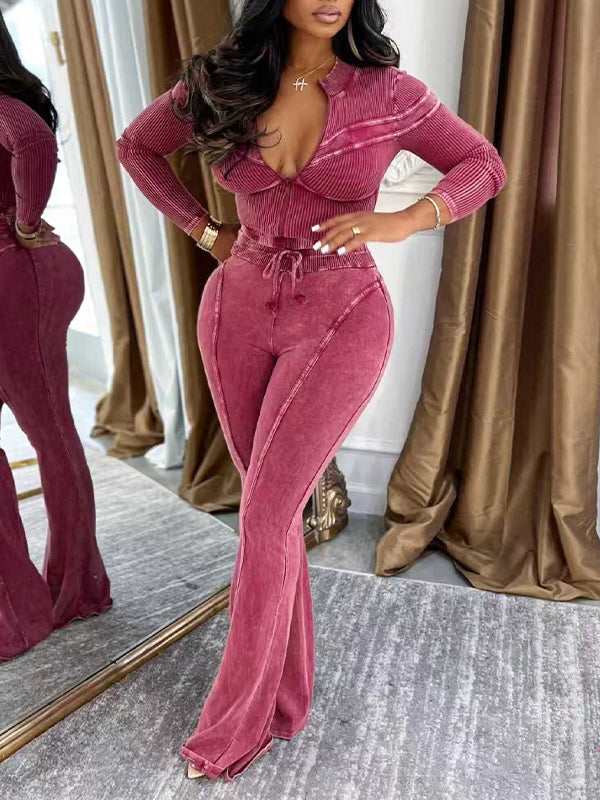 Wash Zip Top & Pants Set