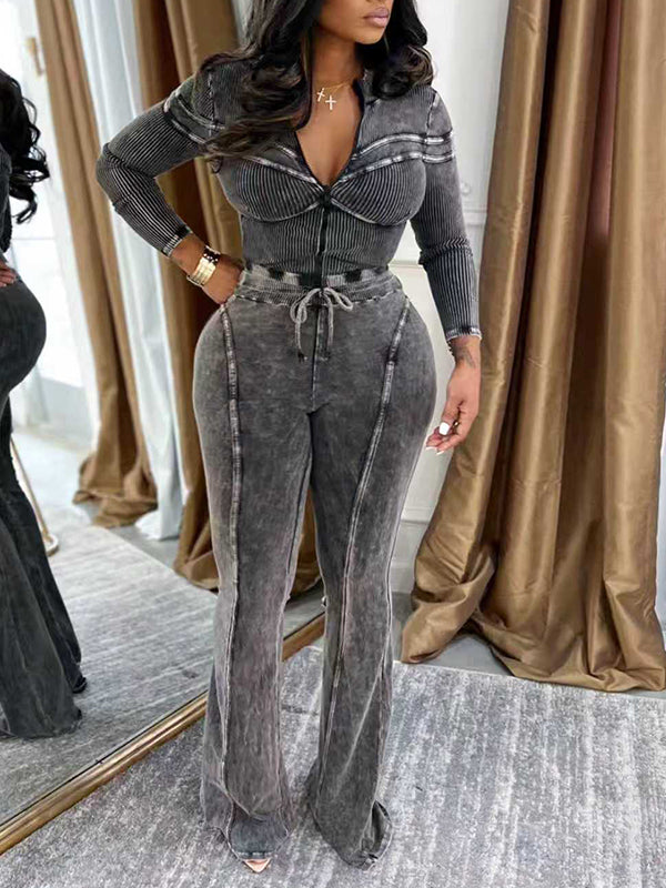 Wash Zip Top & Pants Set