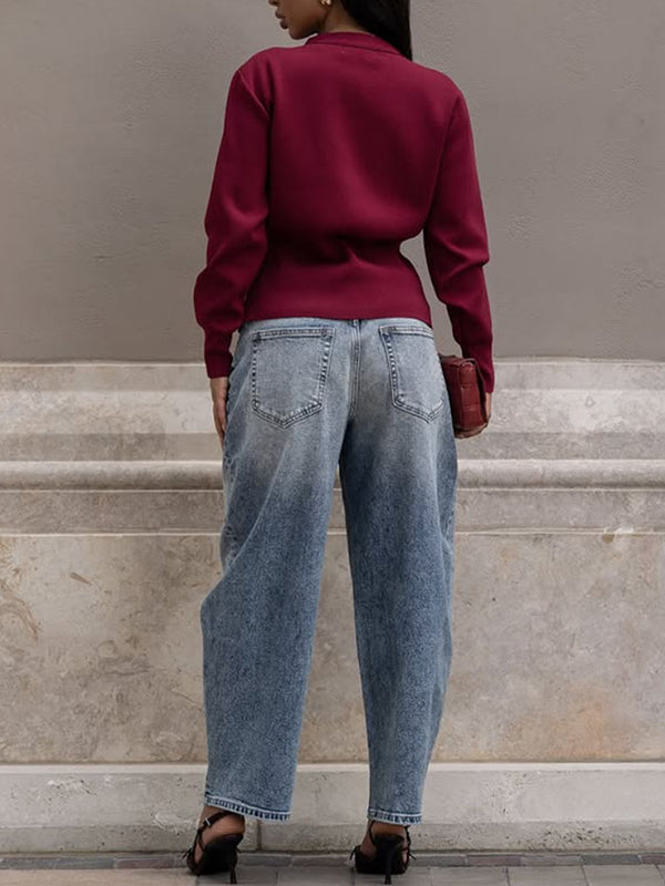 V-Neck One-Button Cardigan