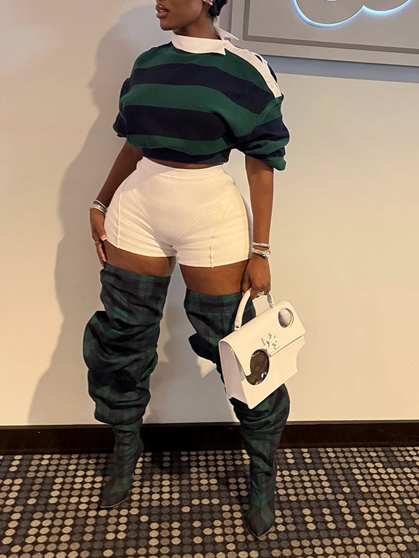 Motionkiller Stripe Button-Shoulder Top