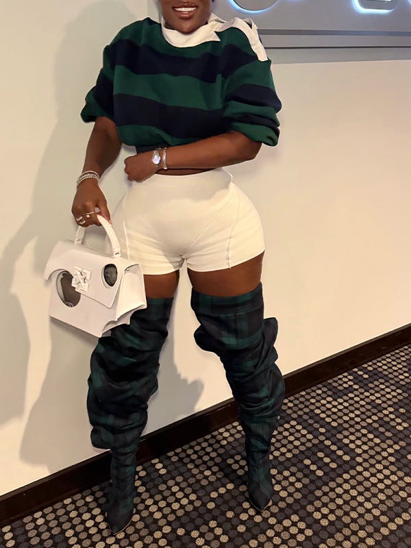 Motionkiller Stripe Button-Shoulder Top